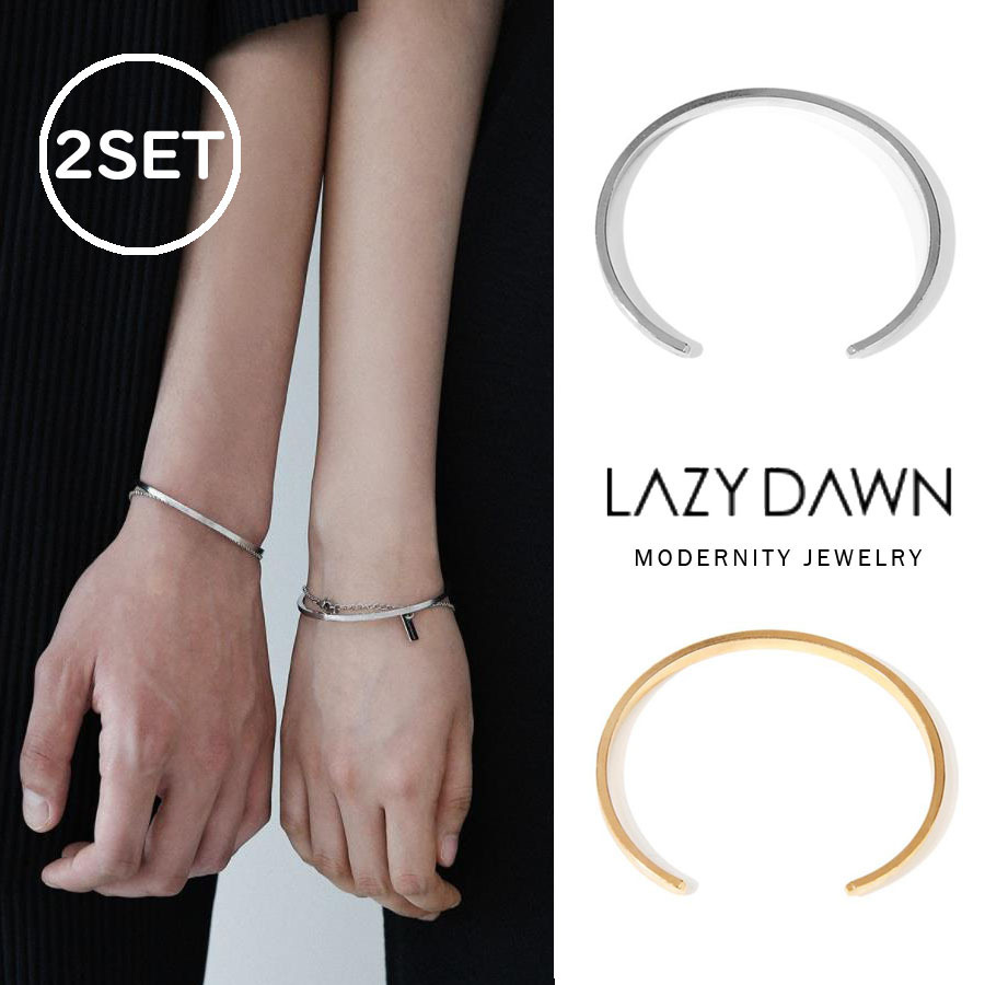 2SET★【LAZY DAWN】rough wide couple bangle B029/追跡付