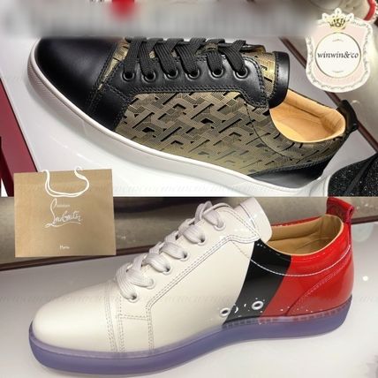 Christian Louboutin Low-Top Lace-up Leather Elegant Style Low-Top Sneakers