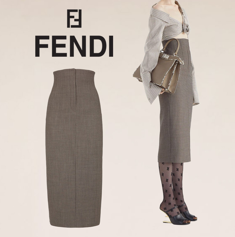 特売 【21AW直営店購入】FENDI グレー スカート ウール スカート 特売 【21AW直営店購入】FENDI グレー スカート ウール スカート