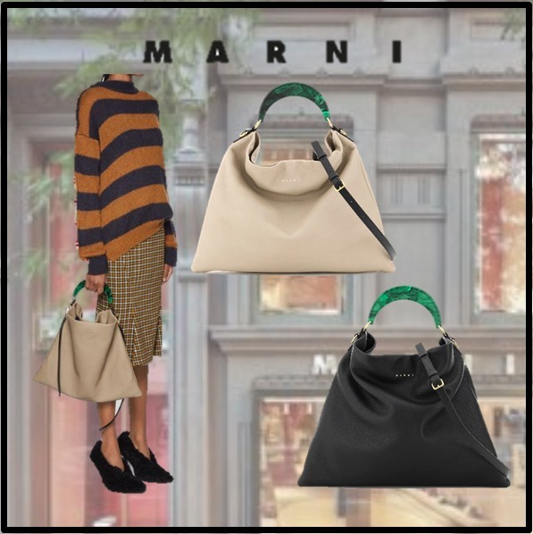 VIPセール【関税込み】MARNI ハンマードカーフスキン HOBOバッグ