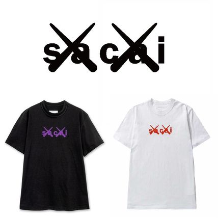 sacai More T-Shirts Unisex Street Style U-Neck Collaboration Plain Cotton