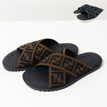 FENDI(フェンディ) サンダル FENDI フェンディ FF Logo Cross Slider Slippers サンダル