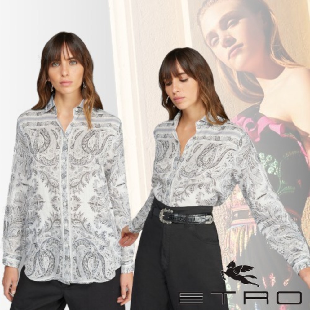 【新作入荷!!】 ETRO(エトロ) ペイズリー柄 オーバーサイズ ラミー シャツ Gray ブラウス・シャツ 【新作入荷!!】 ETRO(エトロ) ペイズリー柄 オーバーサイズ ラミー シャツ Gray ブラウス・シャツ