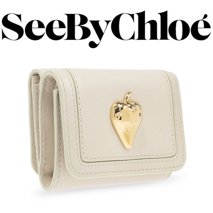 See by Chloe Folding Wallets Plain Leather Folding Wallet Logo Folding Wallets