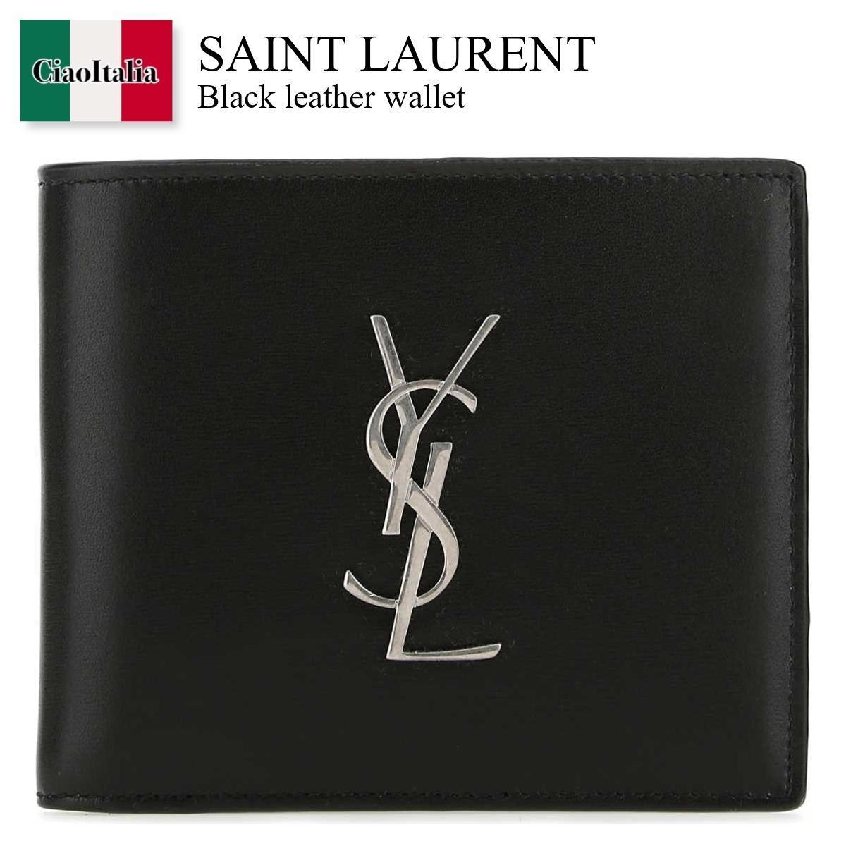 折りたたみ財布 Saint Laurent Black leather wallet