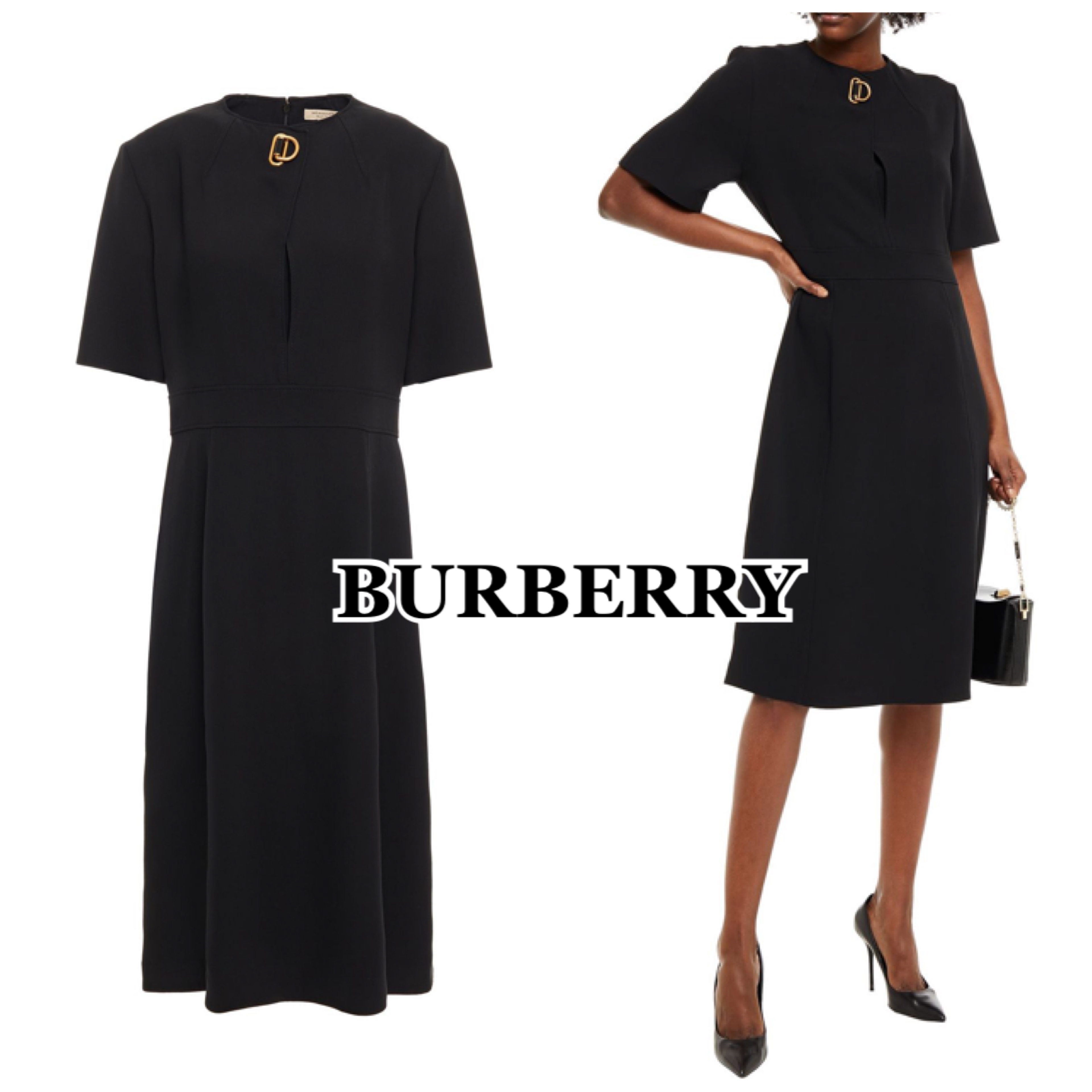 独創的 【BURBERRY】装飾付き ワンピース/black☆関送込 ミディ丈 ワンピース 独創的 【BURBERRY】装飾付き ワンピース/black☆関送込 ミディ丈 ワンピース
