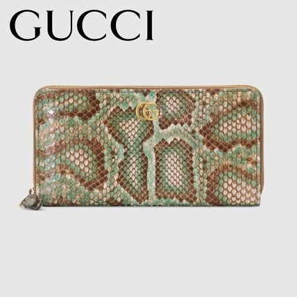 GUCCI 長財布 GUCCI(グッチ)★GGマーモント パイソン ラウンドジップ 長財布