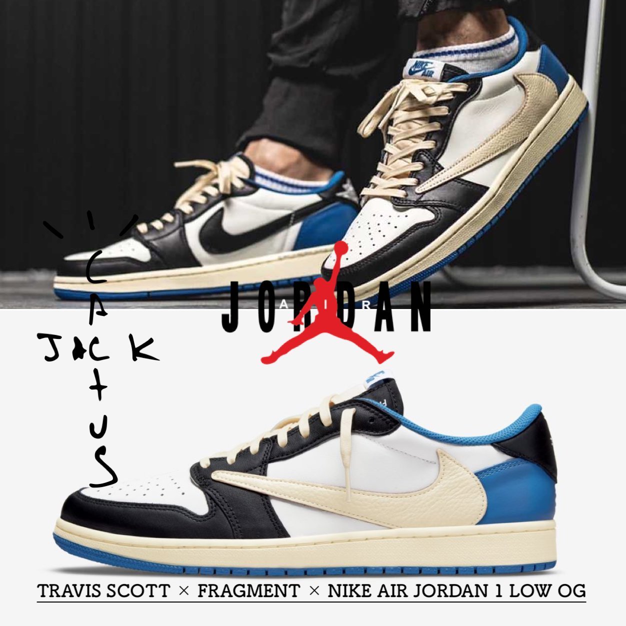 Travis Scott × Fragment ×Nike AJ1 Low OG