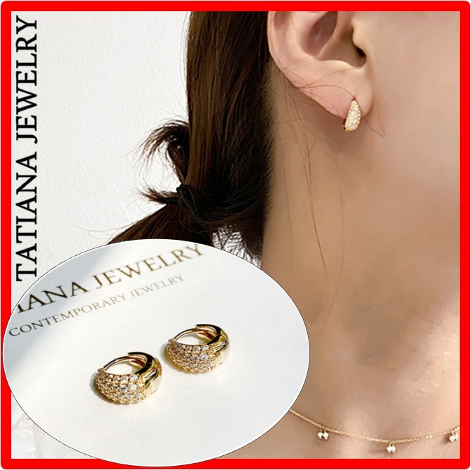 ☆人気☆【TATIANA】☆Petit Volume Crystal One-Touch Earrin.g