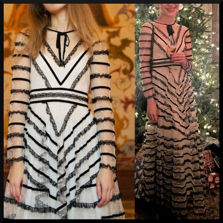 【RED VALENTINO】レース＆ベルベットリボン ロング ドレス