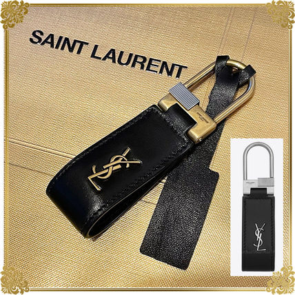 Saint Laurent キーケース・キーリング すぐ届く国内発☆サンローラン シンプル レザーキーリング