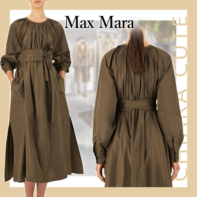 【21SS】Max Mara_women /ラグランスリーブフレアロングドレス 【返品送料無料】