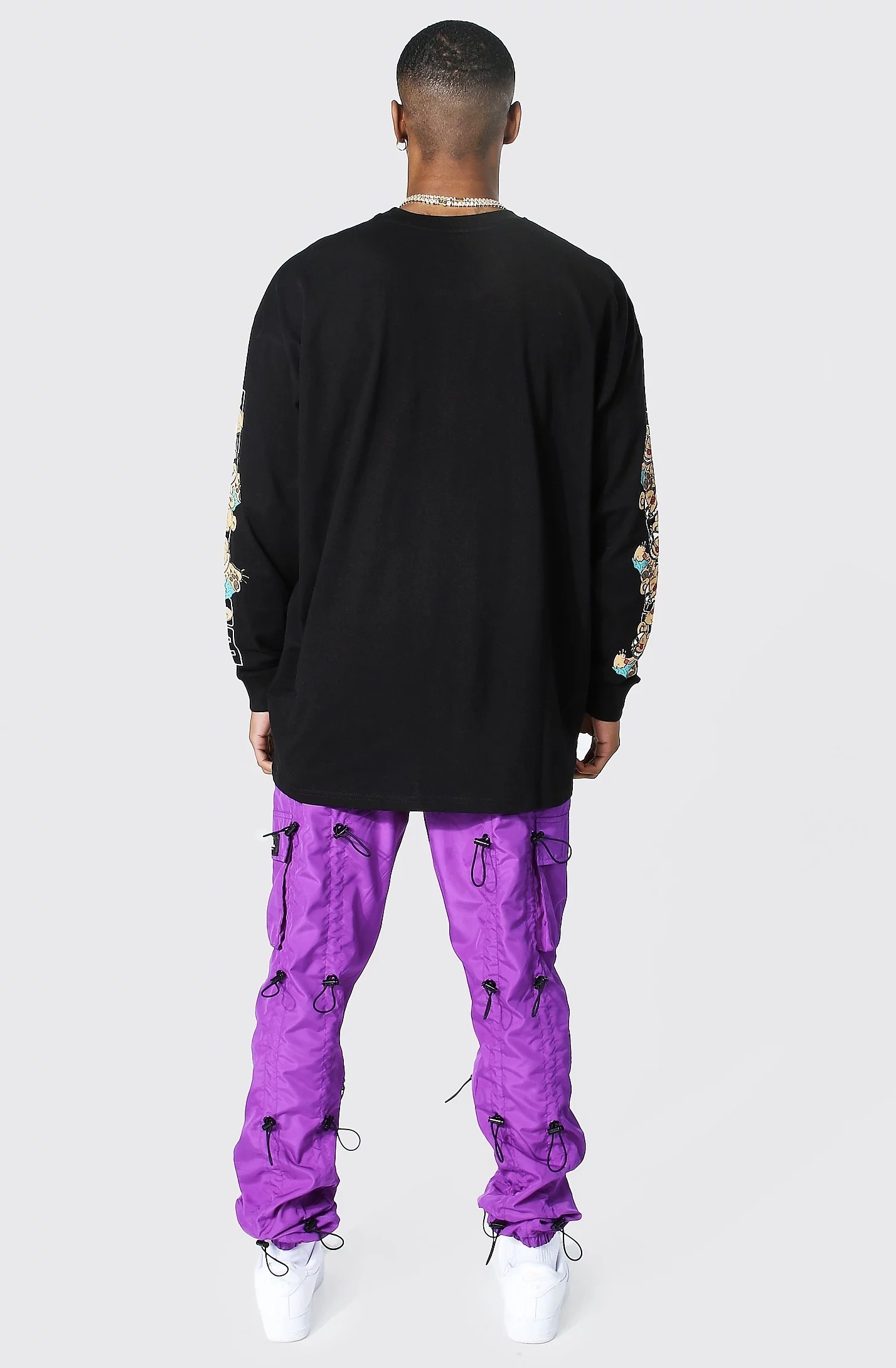 boohoo Tシャツ・カットソー 【関送込】boohoo 21AW新作 EVIL TEDDY 袖デザイン 長袖 ロンT(8)