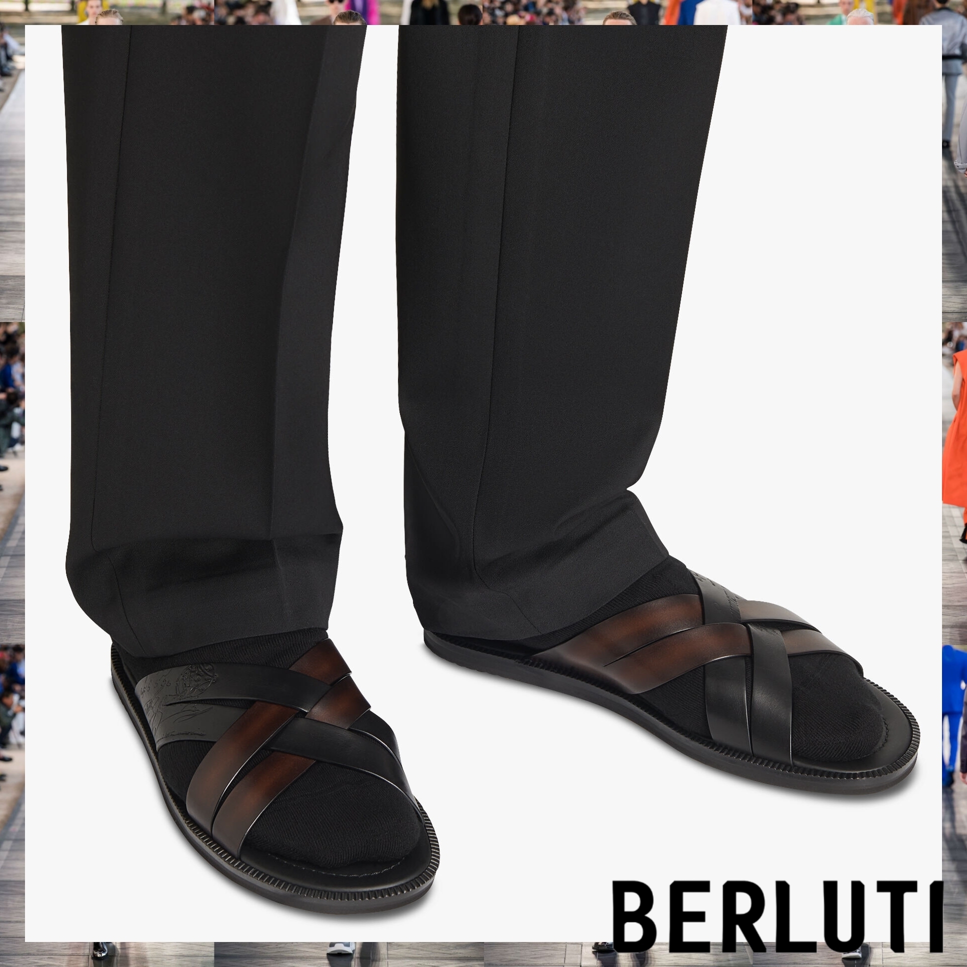 【在庫僅少】 Berluti Sifnos ベネチアレザースクリット&ブレイド サンダル サンダル 【在庫僅少】 Berluti Sifnos ベネチアレザースクリット&ブレイド サンダル サンダル