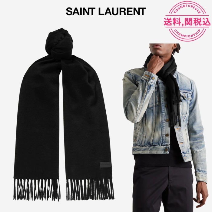 関税,送料込★Saint Laurent サンローラン カシミヤ スカーフ マフラー 関税,送料込★Saint Laurent サンローラン カシミヤ スカーフ マフラー