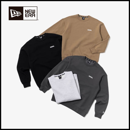 New Era Sweatshirts Unisex U-Neck Long Sleeves Plain Cotton Logos on the Sleeves