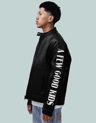 A FEW GOOD KIDS Unisex Street Style Logo Biker Jackets
