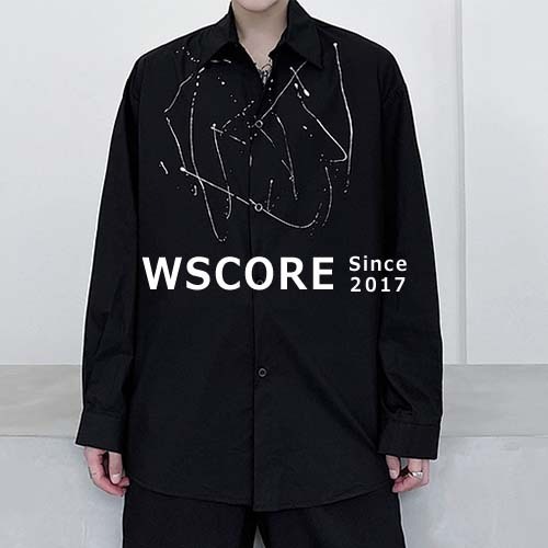 シック 長袖シャツ ペイントプリント ゆったり