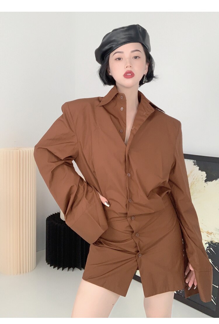 オシャレ モード シンプル シャツ ワンピース
