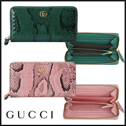 GUCCI Long Wallets Gg marmont python zip around wallet