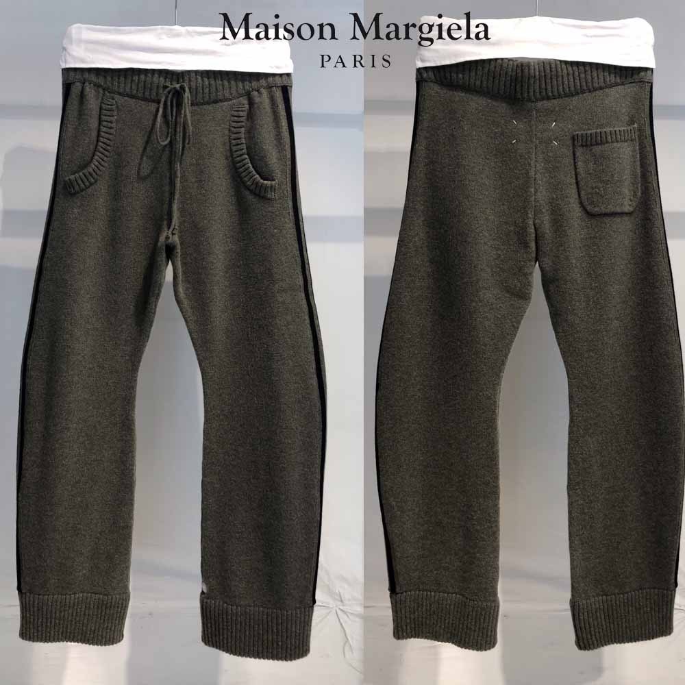 新作◆MAISON MARGIELA◆グリーン ストライプウールパンツ