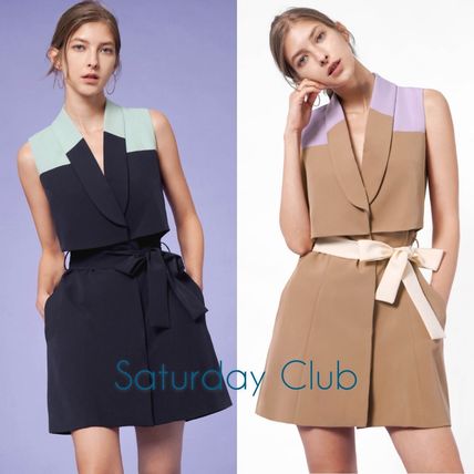 SaturdayClub Dresses Wrap Dresses Short Casual Style Sleeveless Flared V-Neck