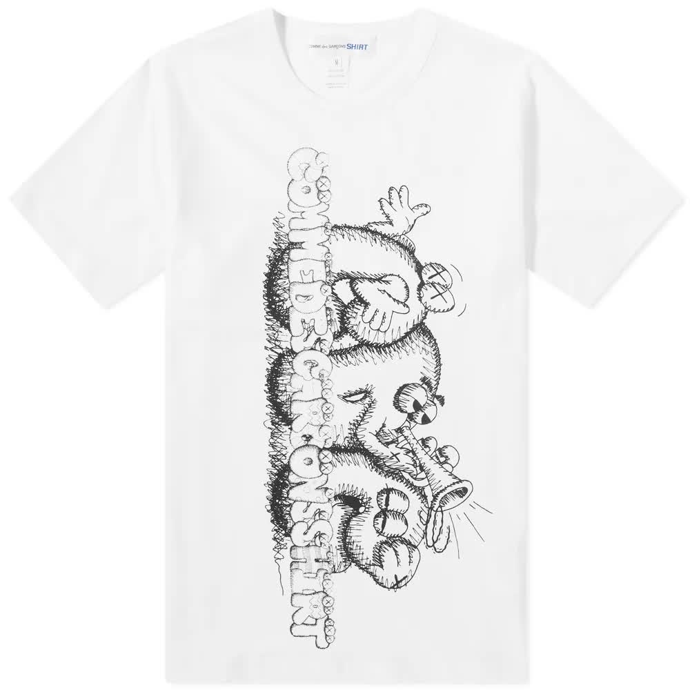 送料無料！COMME DES GARCONS SHIRT X KAWS PRINT TEE (L)