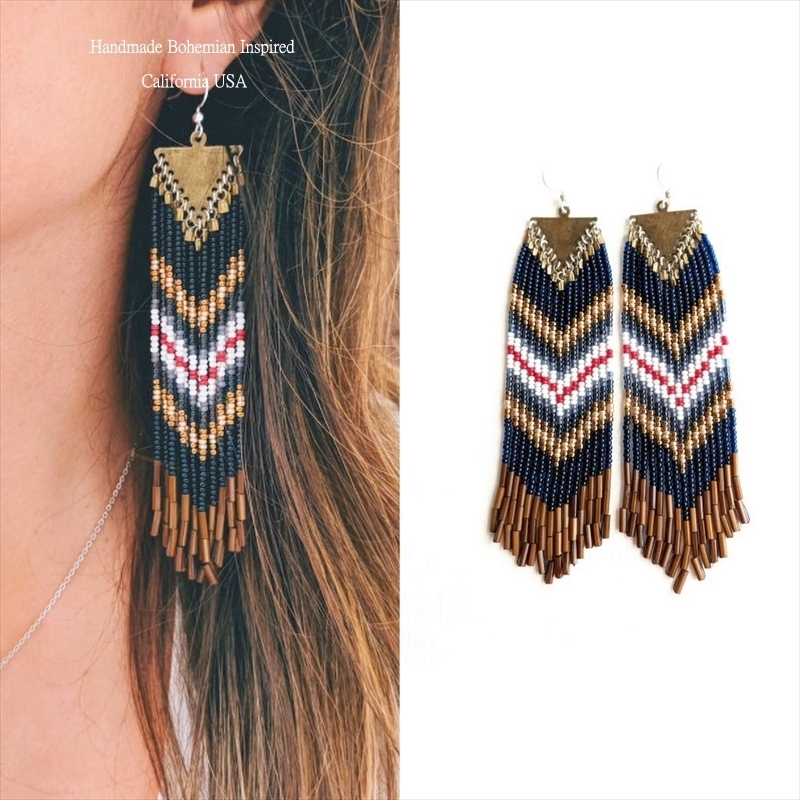 ネイティブ トライバル seed bead ピアス NWBB