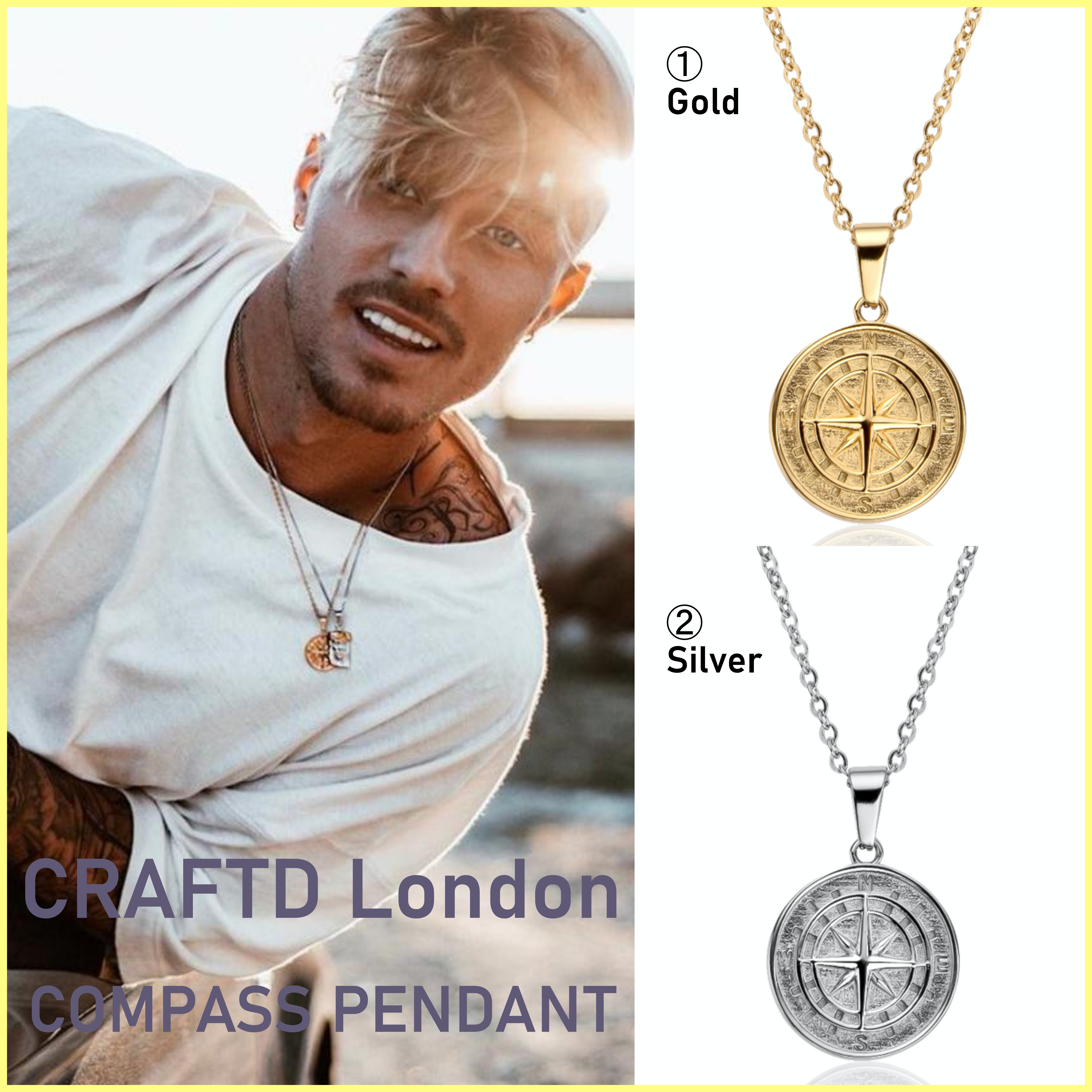 送料関税込【CRAFTD London】COMPASS PENDANT (2色)☆国内発送♪