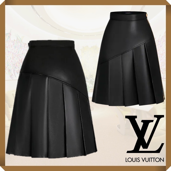 LOUIS VUITTON レザースカート《ネイビー・36》 | ilhotesul.com.br