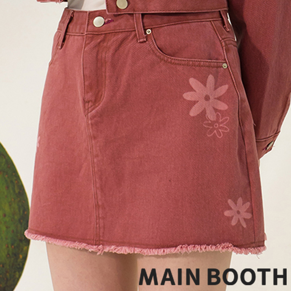 ★MAINBOOTH★Flower Denim Skirt(PINK)★正規品/韓国直送料込