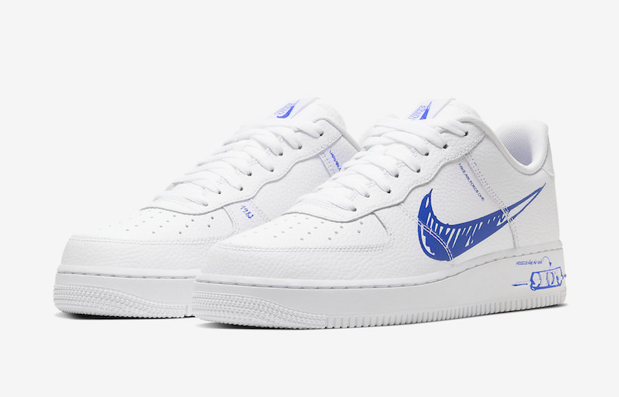 スニーカー Nike Air Force 1 Low Sketch White 