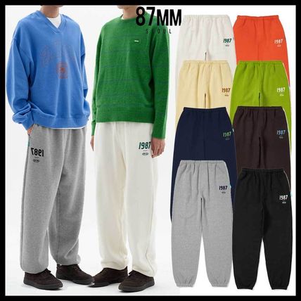 87MM Joggers & Sweatpants Unisex Street Style Plain Cotton Oversized Logo