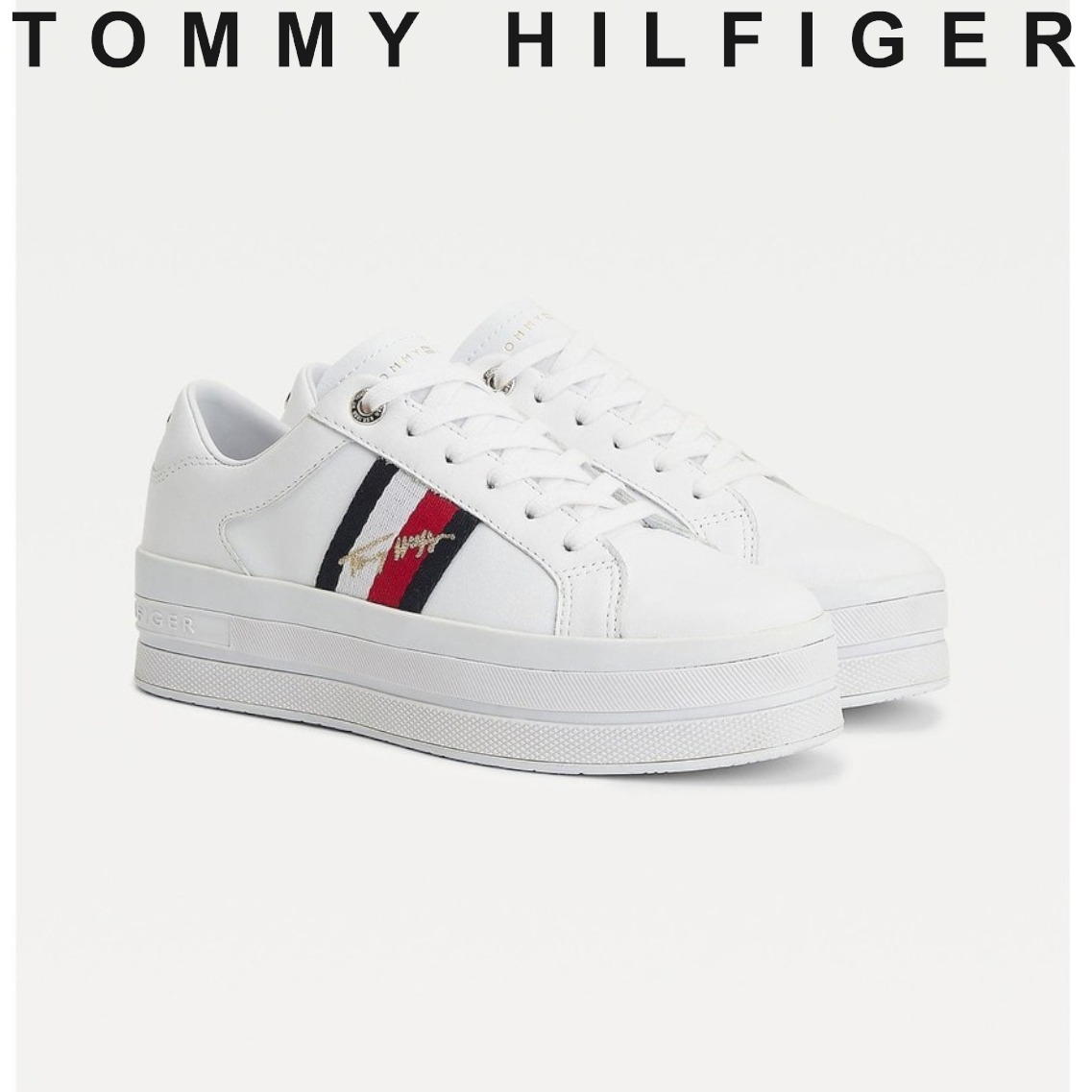 【日本産】 TOMMY すぐ届く プラットフォームレザースニーカー HILFIGER スニーカー 【日本産】 TOMMY すぐ届く プラットフォームレザースニーカー HILFIGER スニーカー