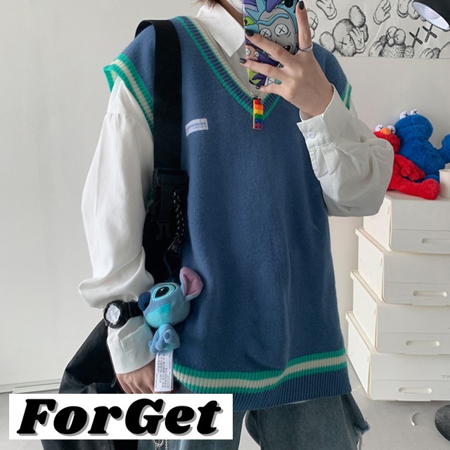 韓国 メンズ Vネック ニット ベスト かっこいい おしゃれ