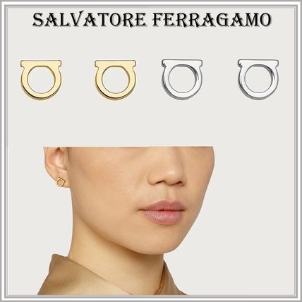 Salvatore Ferragamo Earrings Unisex Street Style Brass Earrings