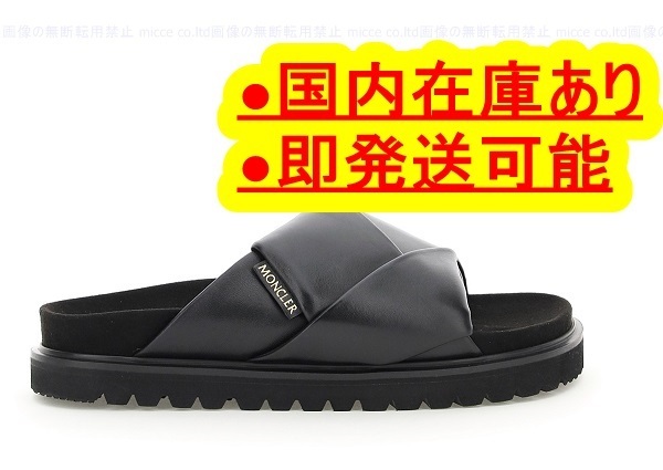 35-40確保済◆関税無 国内発 MONCLERレザーサンダル黒レディース