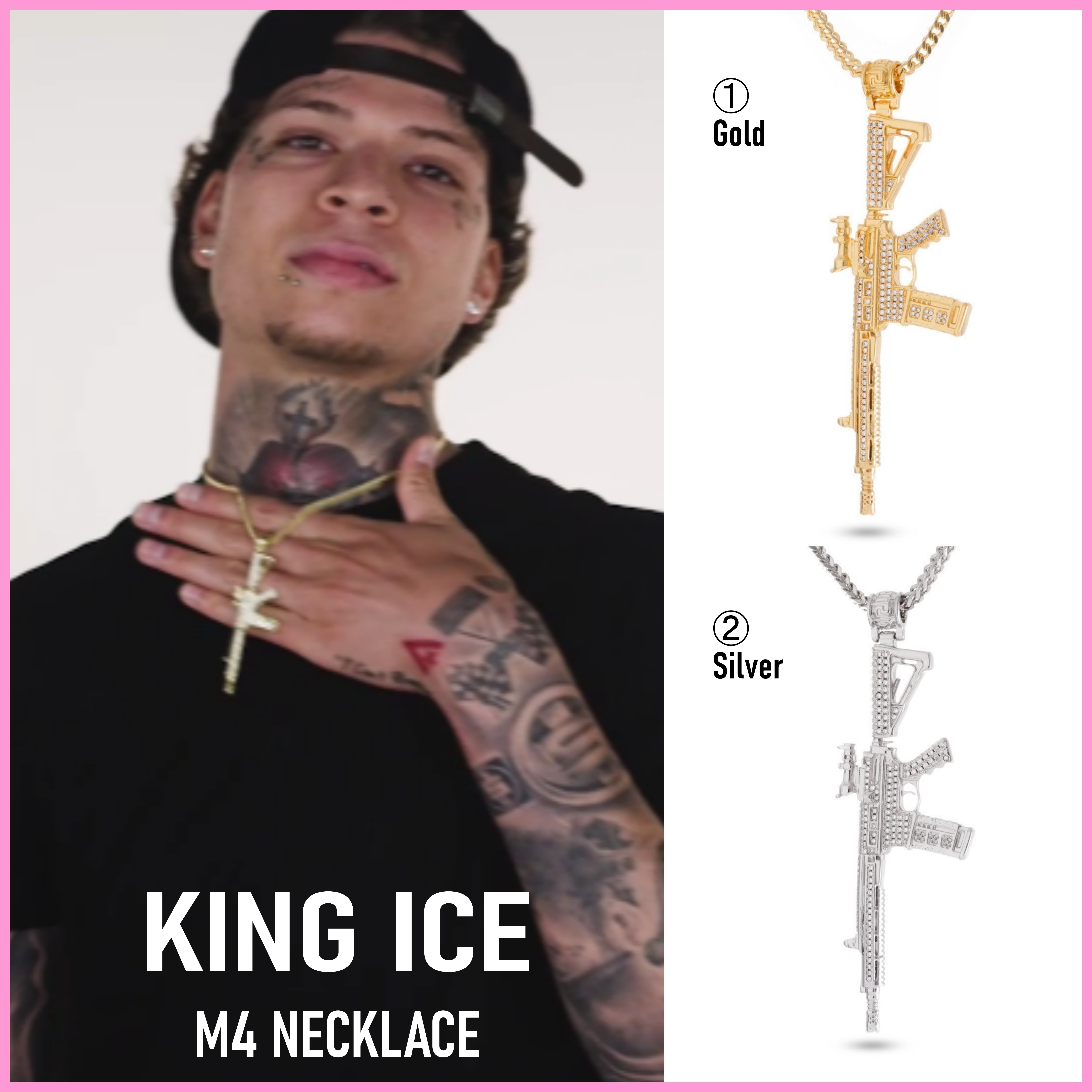 送料関税込【King Ice】M4 NECKLACE 14K GOLD (2色) ☆国内発送
