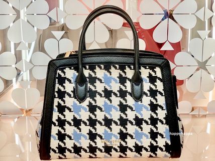 Shop kate spade new york 2021-22FW 【kate spade】knott houndstooth medium  satchel by happyhappa