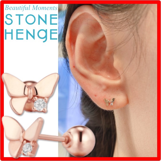 人気☆【STONE HENgE】☆Silhouette 14K ローズゴールド ピア.ス