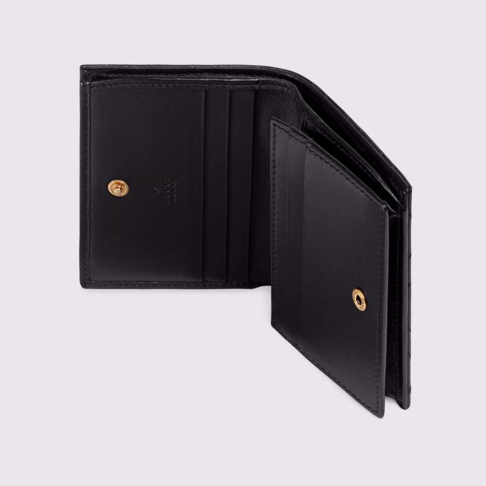 【国内発送★GUCCI】〔GG マーモント〕 レザー カードケース ダブルG カードケース ウォレット（コイン＆紙幣入れ付き