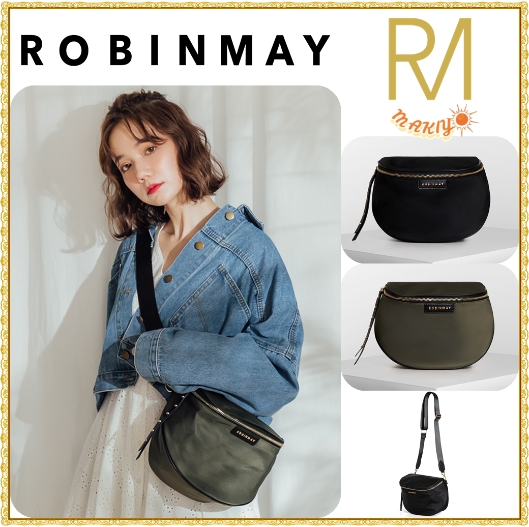 送料込★ROBINMAY★白金-麥下半桶斜背包★ナイロンボディバッグ