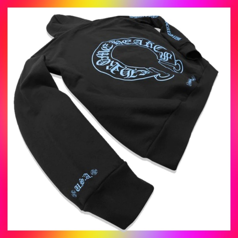 入荷中Chrome Hearts 限定 ホースシュー フードパーカー ブルー 公式通販にて購入 今月限定価格 CHROME HEARTS ジップパーカー パーカー