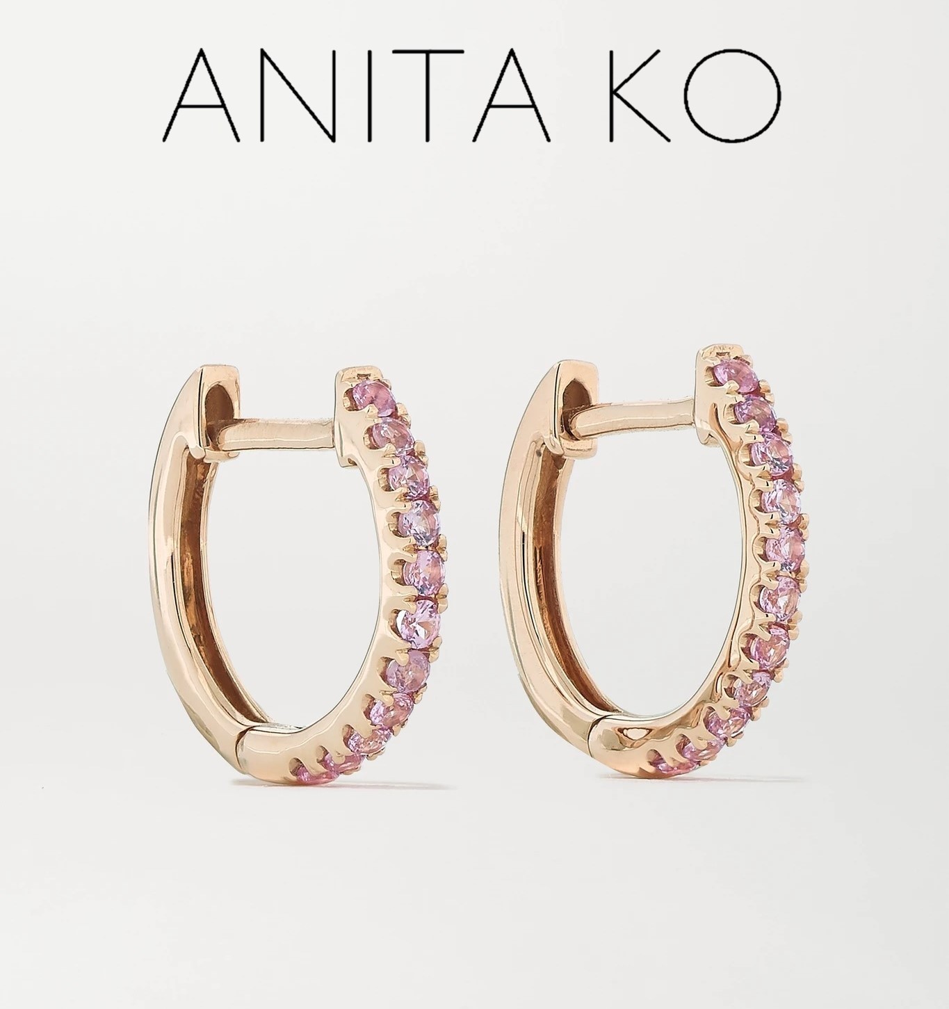 国内発| ANITA KO Sapphire Huggies 18K ローズゴールドピアス