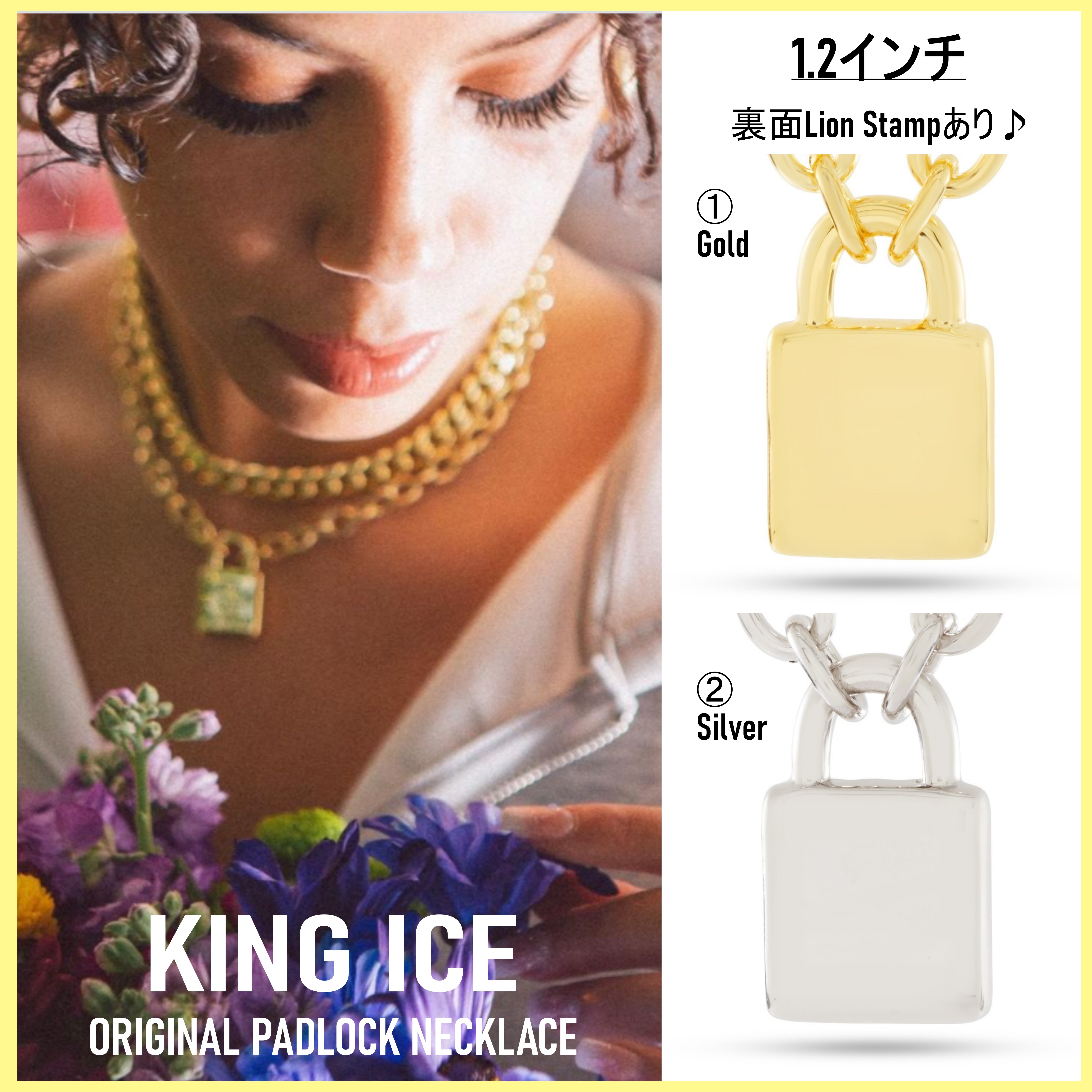 送税込【King Ice】ORIGINAL PADLOCK NECKLACE 1.2インチ☆(2色)