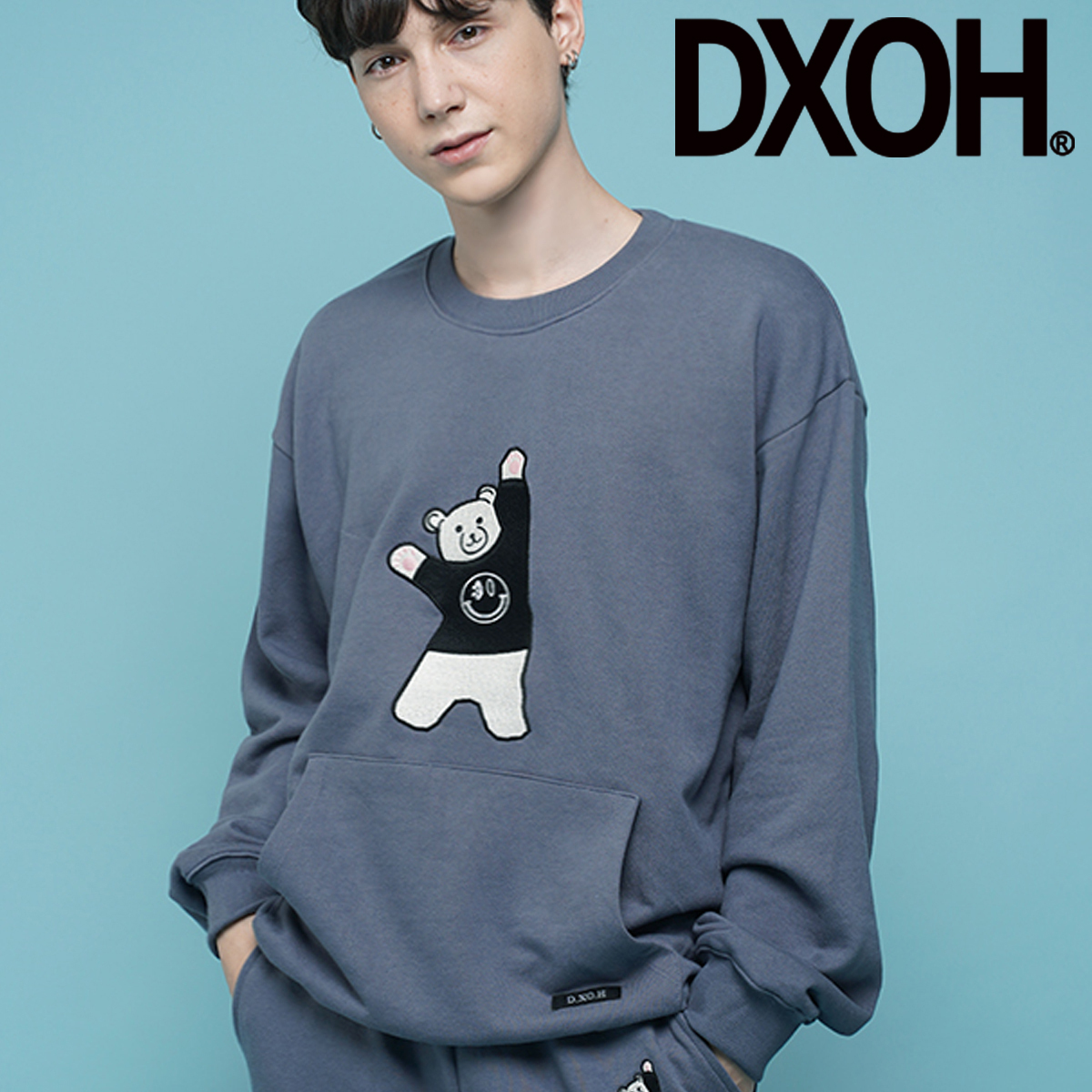 ★DXOH★BEAR EMBROIDER MTM[DARK BLUE]★正規品/韓国直送料込