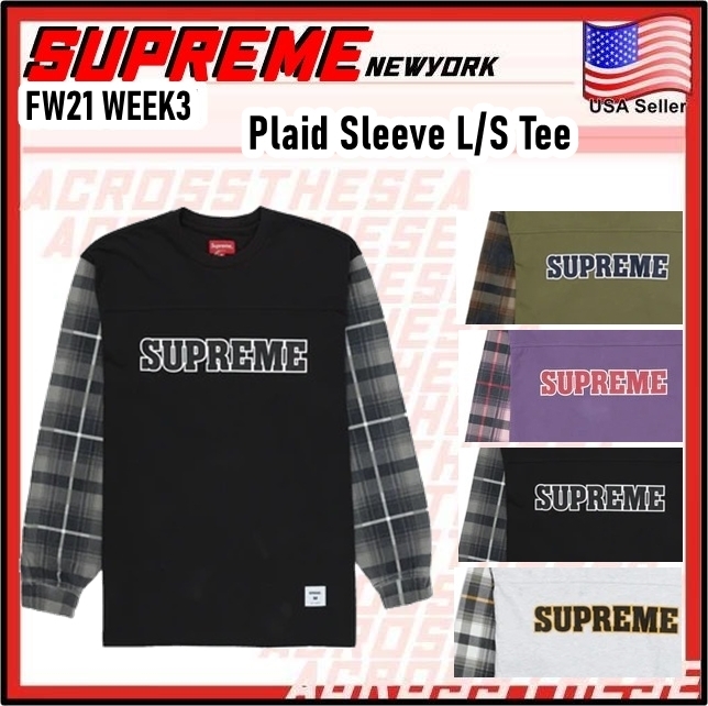 Tシャツ・カットソー Supreme Plaid Sleeve L/S Top LONG SLEEVE TEE FW 21 WEEK 3