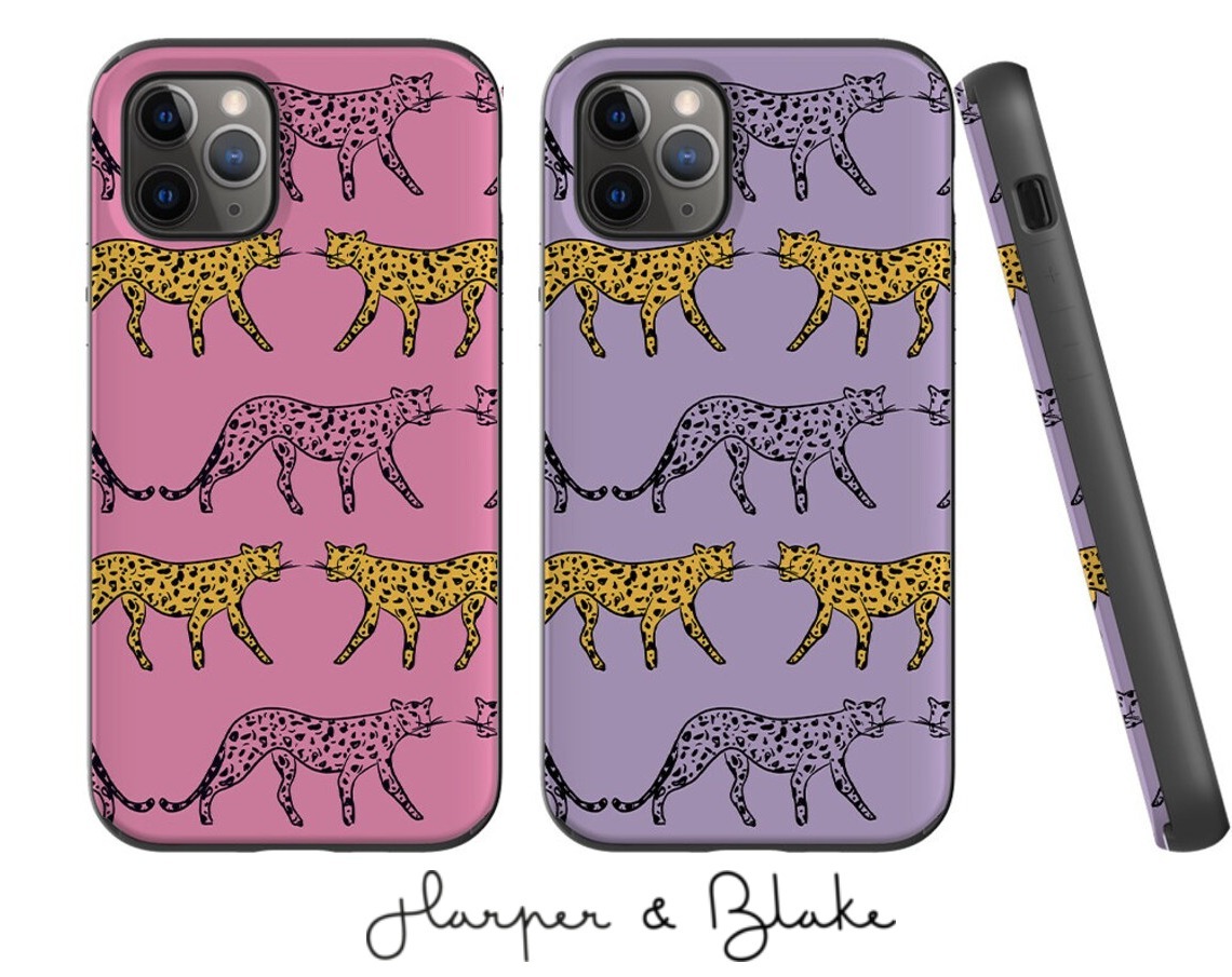 送関込【Harper & Blake】カード収納ミラー付スマホケース /豹柄
