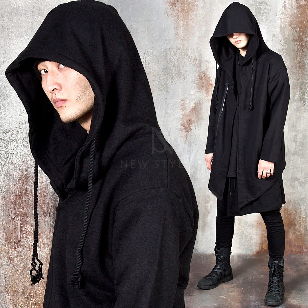 【関税・送料込】Avant-garde asymmetric long zip-up hoodie