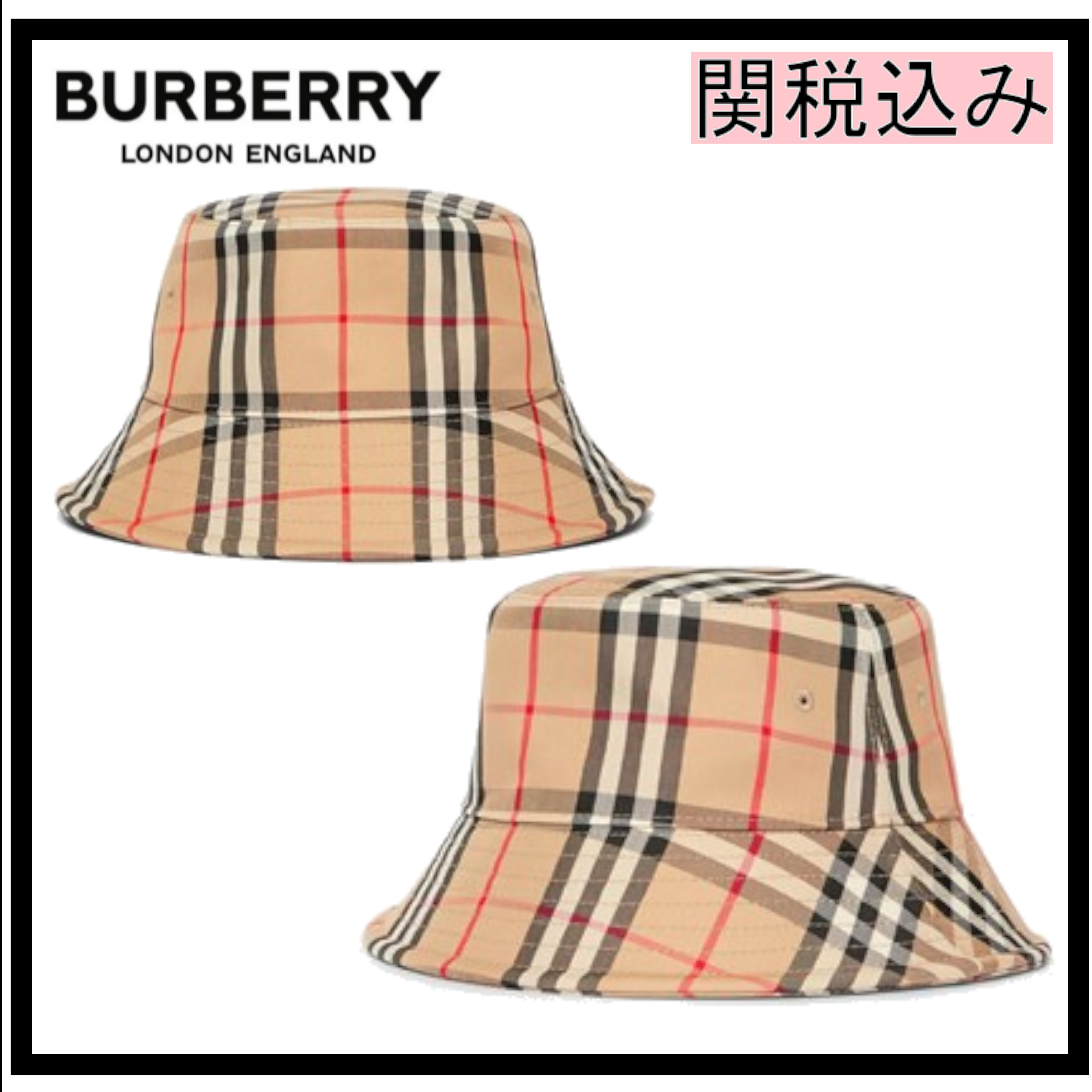 【高い素材】 関税込み★Burberry★Panel バケットハット チェック柄 ハット 【高い素材】 関税込み★Burberry★Panel バケットハット チェック柄 ハット